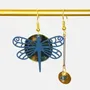 Gifts - Bahamas earrings - stainless steel and asymmetric dragonfly - LILIBELLULE