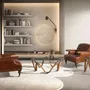 Coffee tables - Round tempered glass and walnut round coffee table - ANGEL CERDÁ