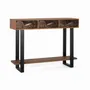Console table - Natural dyed acacia wood and metal console - GINER Y COLOMER