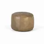 Ottomans - Round pouf covered in natural beige leather - GINER Y COLOMER