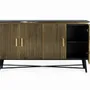 Sideboards - Sideboard with 4 wooden doors covered in bronze and marble top - GINER Y COLOMER