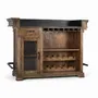 Buffets - Meuble bar marron en manguier, granit et métal 150cm - GINER Y COLOMER