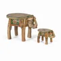 Sculptures, statuettes and miniatures - Set of 2 hand-carved and painted mango wood figurines - GINER Y COLOMER