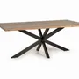 Dining Tables - Dining table in natural acacia wood and black metal legs - GINER Y COLOMER