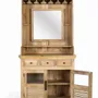 Sideboards - Mango wood wine rack with central mirror - GINER Y COLOMER