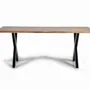 Tables Salle à Manger - Table à manger en bois d'acacia naturel et pieds en métal noir - GINER Y COLOMER