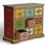 Chests of drawers - Mango wood chest of drawers with hand-painted multi-colored details - GINER Y COLOMER