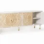 TV stands - White mango wood TV unit with gold accents - GINER Y COLOMER