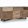 Sideboards - Acacia wood sideboard, natural and black metal legs - GINER Y COLOMER
