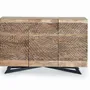 Sideboards - Sideboard in acacia wood and natural-colored metal slats - GINER Y COLOMER