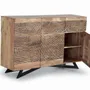 Sideboards - Sideboard in acacia wood and natural-colored metal slats - GINER Y COLOMER