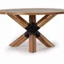 Dining Tables - Round dining table in natural acacia wood and black metal legs - GINER Y COLOMER