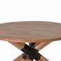 Dining Tables - Round dining table in natural acacia wood and black metal legs - GINER Y COLOMER