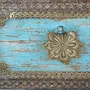 Storage boxes - Distressed black mango wood chest with blue details - GINER Y COLOMER