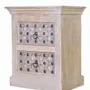 Night tables - Natural mango wood bedside table with bronze details - GINER Y COLOMER