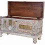 Storage boxes - Aged White Mango Wood Chest - GINER Y COLOMER