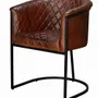 Chairs - Natural leather chair with metal legs - GINER Y COLOMER