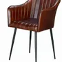 Chairs - Natural leather chair with brown metal legs - GINER Y COLOMER