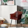Chairs - Natural leather chair with brown metal legs - GINER Y COLOMER