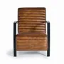 Armchairs - Brown leather and metal armchair - GINER Y COLOMER