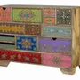 Chests of drawers - Mango wood chest of drawers with hand-painted multi-colored details - GINER Y COLOMER