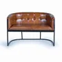 Sofas - Brown leather and metal sofa - GINER Y COLOMER