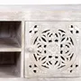 TV stands - Mango wood TV cabinet and aged white metal legs - GINER Y COLOMER