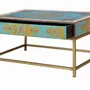 Tables basses - Table basse en manguier et pieds en métal doré et multicolore - GINER Y COLOMER