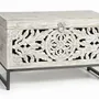 Boîtes de rangement - Coffre en manguier et pieds en métal blanc vieilli - GINER Y COLOMER