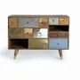 Commodes - Commode en bois de manguier avec tiroirs de différentes textures - GINER Y COLOMER