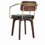 Chaises - Chaise en bois manguier marron et cuir noir - GINER Y COLOMER