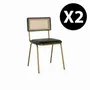 Chairs - Set of 2 leather and rattan chairs - GINER Y COLOMER