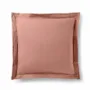 Bed linens - 100% Cotton Pillowcase Flat Ruffle Quilted 63 x 63 cm Old Pink - COTON PUR