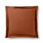 Bed linens - 100% Cotton Pillowcase Flat Ruffle Quilted 63 x 63 cm Paprika - COTON PUR