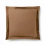 Bed linens - 100% Cotton Pillowcase Flat Ruffle Quilted 63 x 63 cm Taupe - COTON PUR