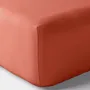 Bed linens - Percale fitted sheet 180 x 200 cm Pure Combed Cotton Long Fibers 80 Thread Count/cm² Terracotta - COTON PUR