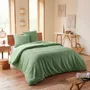 Linge de lit - Parure de couette 240x220cm + 2 taies d'oreiller 65X65cm nid d'abeille Olive - COTON PUR