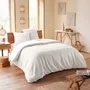 Linge de lit - Parure de couette 260x240cm + 2 taies d'oreiller 65X65cm nid d'abeille Neige - COTON PUR