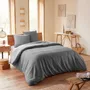 Linge de lit - Parure de couette 260x240cm + 2 taies d'oreiller 65X65cm nid d'abeille Ardoise - COTON PUR