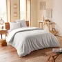 Linge de lit - Parure de couette 260x240cm + 2 taies d'oreiller 65X65cm nid d'abeille Perle - COTON PUR