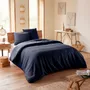 Linge de lit - Parure de couette 260x240cm + 2 taies d'oreiller 65X65cm nid d'abeille Orage - COTON PUR