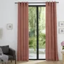 Rideaux et voilages - Paire de Rideaux À Œillets "Effet Lin" 140 x 260 cm Moonlight deco Rose Boisé - COTON PUR