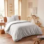 Linge de lit - Parure de couette 240x220cm + 2 taies d'oreiller 65X65cm nid d'abeille Perle - COTON PUR