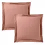 Bed linens - 100% Cotton Pillowcase Flat Ruffle Quilted 63 x 63 cm Old Pink - COTON PUR