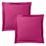 Linge de lit - Taie d'oreiller 100% Coton Volant plat piqué 63 x 63 cm Magenta - COTON PUR