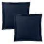 Bed linens - 100% Cotton Pillowcase Flat Ruffle Quilted 63 x 63 cm Midnight Blue - COTON PUR