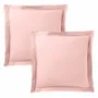 Linge de lit - Taie d'oreiller 100% Coton Volant plat piqué 63 x 63 cm Rose Dragée - COTON PUR