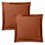 Bed linens - 100% Cotton Pillowcase Flat Ruffle Quilted 63 x 63 cm Paprika - COTON PUR
