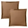 Bed linens - 100% Cotton Pillowcase Flat Ruffle Quilted 63 x 63 cm Taupe - COTON PUR