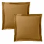 Bed linens - 100% Cotton Pillowcase Flat Ruffle Quilted 63 x 63 cm Caramel - COTON PUR